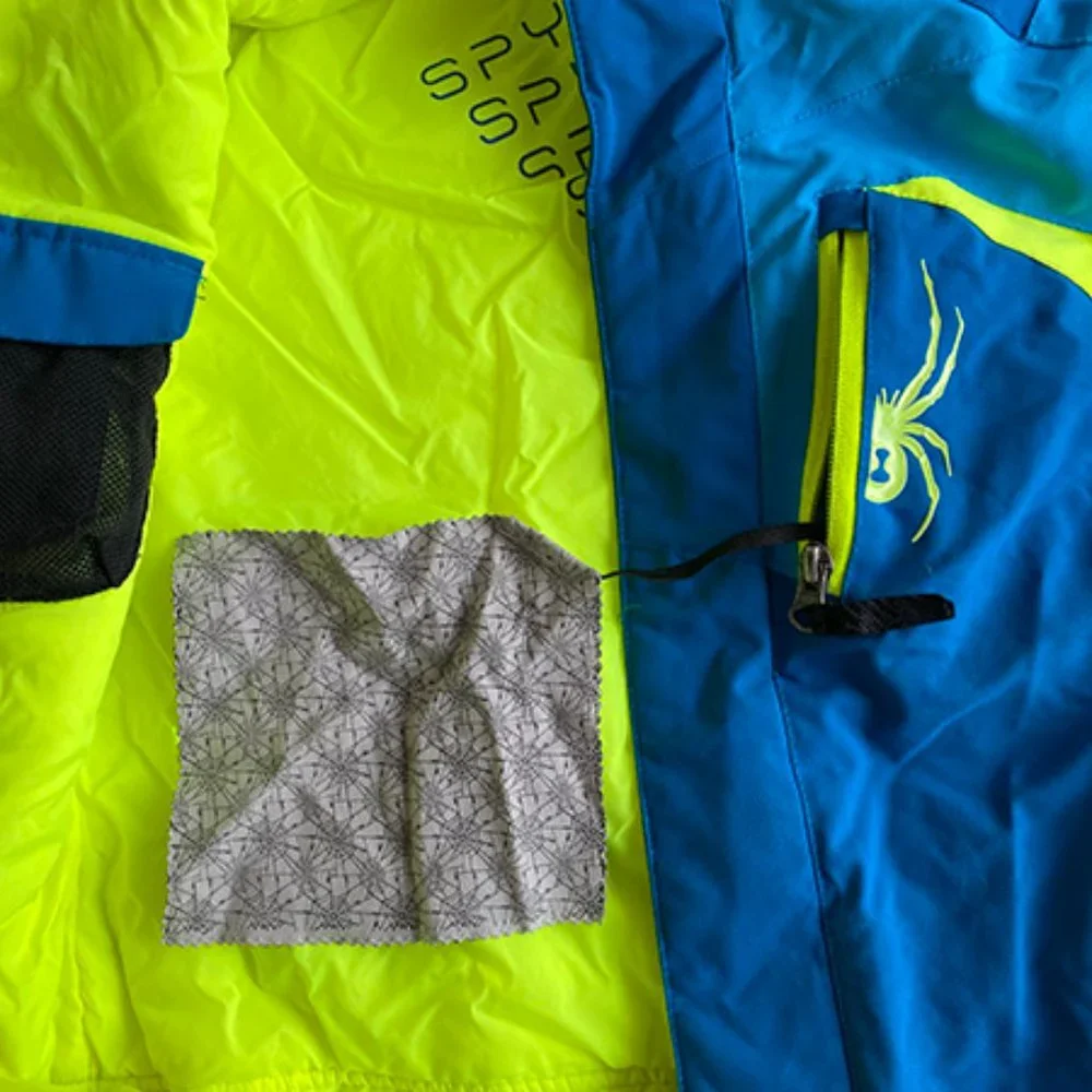 Kids Blue and Neon Green Hooded Winter Jacket